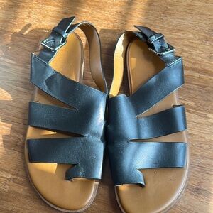 Franco Sarto Black and Brown Sandals Modern Minimalist Design